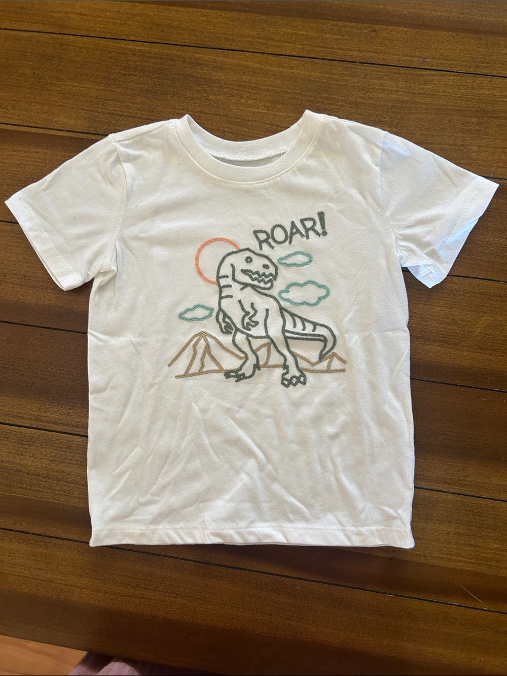 White Kids 'ROAR!' Dino Graphic Short-Sleeve Tee